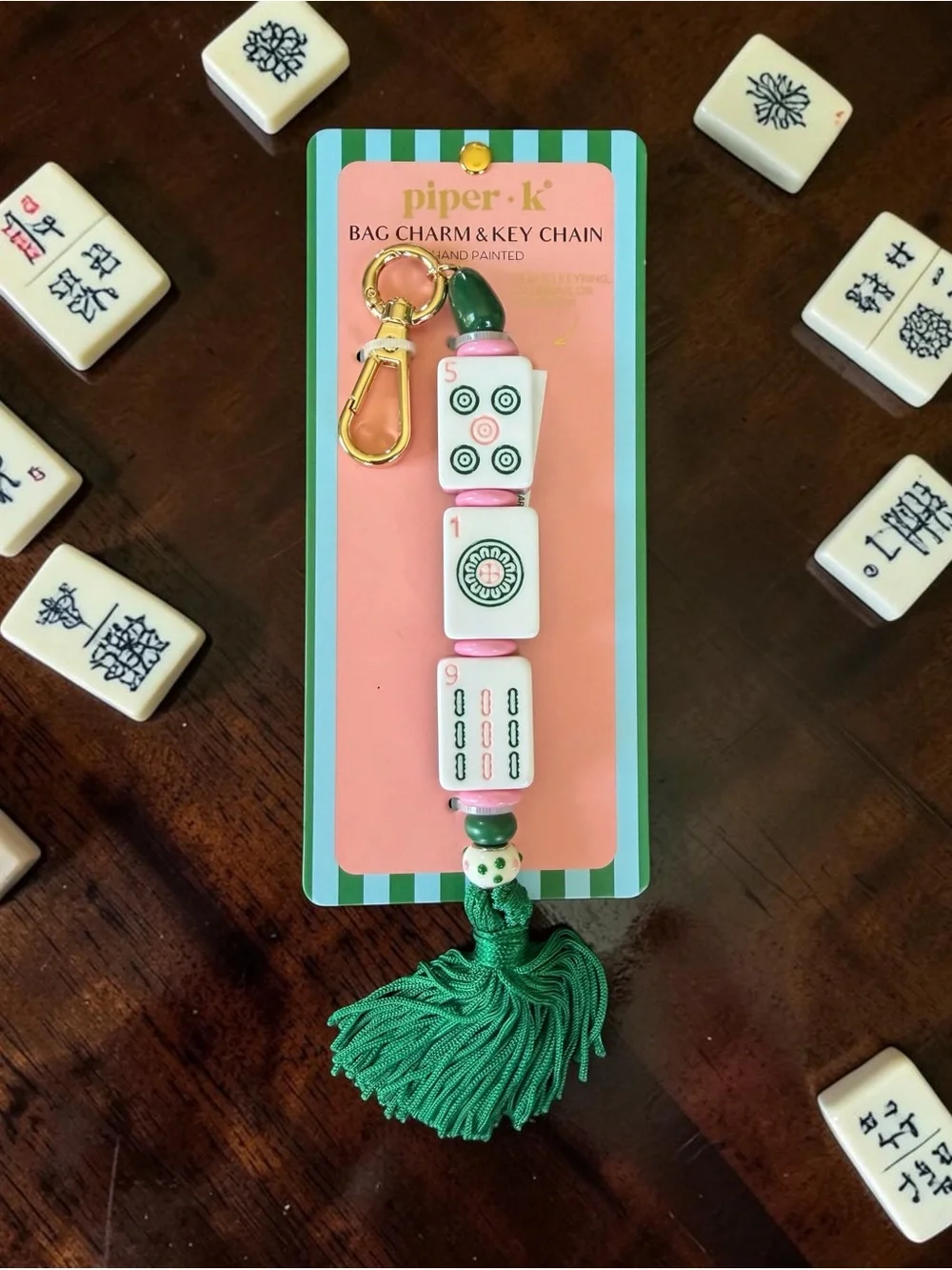 Popular Mahjong Tile Bag Charm Keychain NWT